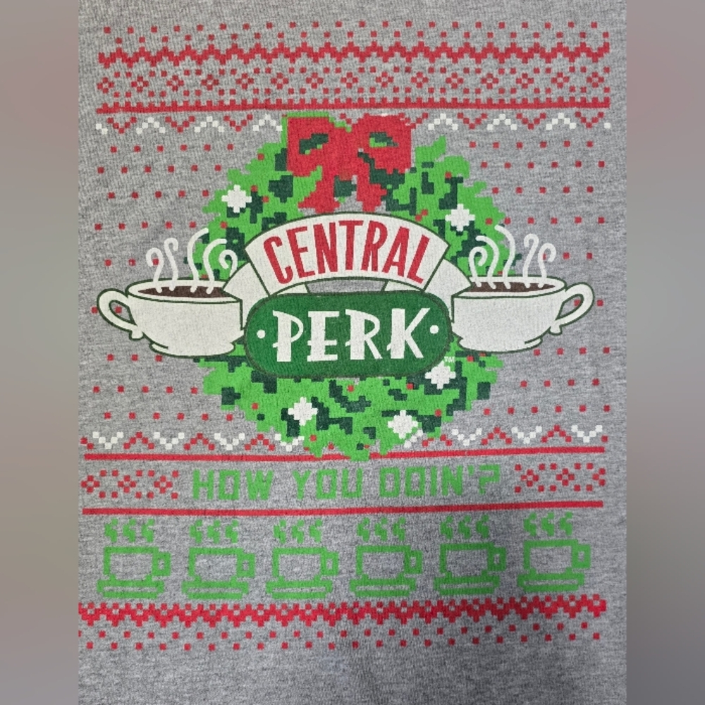 Ripple Junction Gray Friends Wreath Christmas Men T-Shirt XL-NWOT